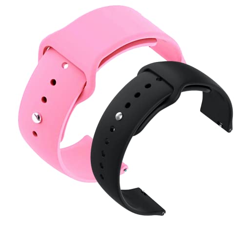 Image of YODI New Accessories Silicone 22MM Strap Belt Band for Smart Watch (Set of 2 Color) Combo Pack (Smart Watch NOT Included) (Pink-Black)