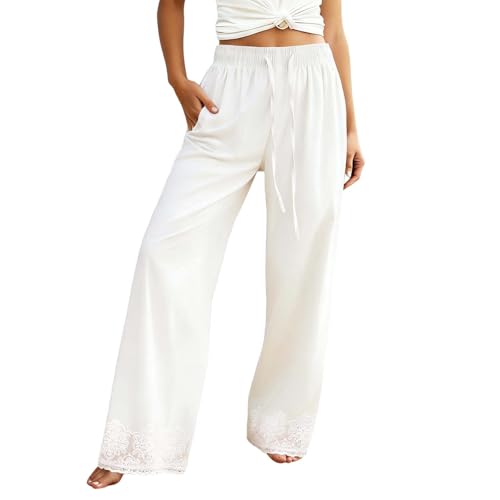 Pantalon décontracté en dentelle vêtement de détente fluide amples