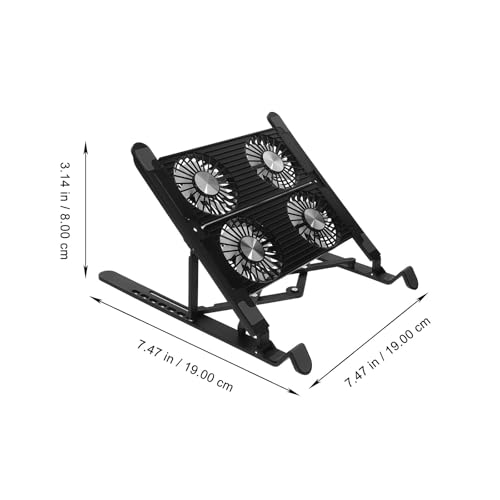 Support pour ordinateur portable en plastique noir doté d'un ventilateur de refroidissement
