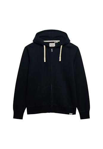Superdry Herren Monogram Hoodie mit Stickerei und Reißverschluss Dunkel Marineblau S