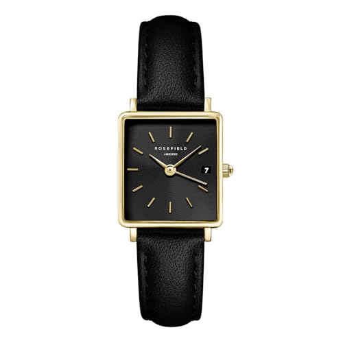 Rosefield Montre Femme Boxy XS Cuir Noir