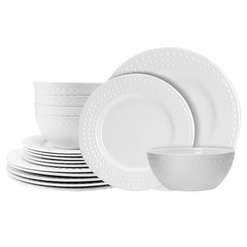 QUANSHANGJU 18-Piece Bone China Dinnerware Set for 6