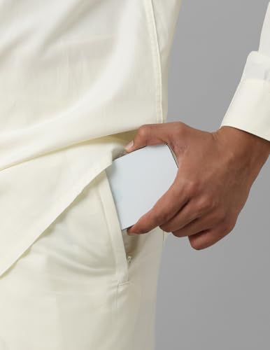 Image of Ramraj Cotton Men Cotton Blend Readymade White & Cream Dhoti With Gold Jari Border Genxt| Single Layer
