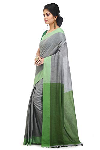 Image of BENGAL HANDLOOM Women's Pure Premium Cotton Daily Wear Pallu Saree With Blouse Piece
