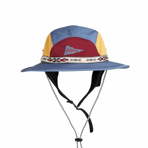 Image of Color-Blocked Fisherman Style Sun Hat for Outdoor Camping, Surfing & Vacations - Wide Brim, UV Protective, Anti-Slip