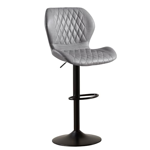 Image of Modern Bar Stools, Swivel Barstools Counter Height with High Backrest, Adjustable Fabric Bar Stools for Kitchen Island Chairs Light Grey