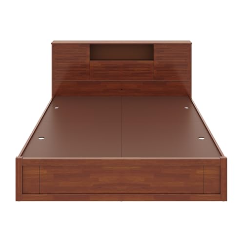 Image of Wakefit Bed | King (78 X 72) Solid Wood Bed Without Storage, 3 Year Warranty | - Aquari - Gold Brown