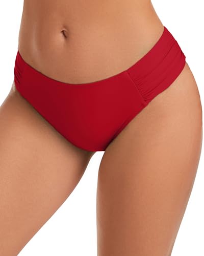 Image of Women's Bathing Suit Bottoms Full Coverage Ruched Bikini Tankini Bottom Swimsuit Brief
