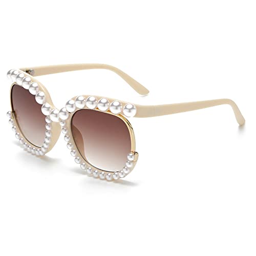 COTIA Square Pearl Sunglasses for Women Luxury Vintage Oversize Round Sun Glasses Party Festival Bling Sunglasses2