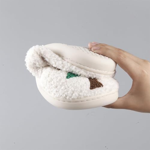 Fuzzy Slippers Women Christmas Reindeer Slippers for Women and Men Indoor Bedroom Fluffy Warm Fleece Slipper, Winter Soft Cozy Home Non-Slip Soft Plush Slip on Wool Lined House Shoes4