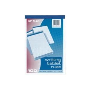 Top Flight Writing Tablet, White, 100 Sheets