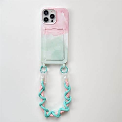 Coque iPhone 15 Pro Max avec porte-cartes et dragonne anti-chute en TPU souple