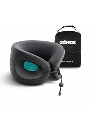 Cabeau Evolution X Deluxe - Best Travel Neck Pillow with Travel Bag (Turqoise Charcoal/Teal)