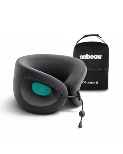 Image of Cabeau Evolution X Deluxe - Best Travel Neck Pillow with Travel Bag (Turqoise Charcoal /Teal)