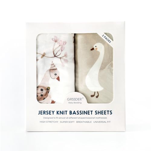 Soft and Cozy Bassinet Sheets - 2 Pack, Universal Fit for Baby Cradle, Moses Basket, and Oval/Rectangle Mattresses