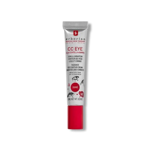 Erborian - CC Eye Crema Dorada con Centella Asiática – Tratamiento Iluminador y Corrector Tinte para el Contorno de Ojos SPF 20 - Alisa y Corrige las Ojeras – Dorado 10 ml