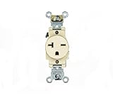Leviton 5461-T 20 Amp, 250 Volt, Industrial Heavy Duty Grade, Single Receptacle, Straight Blade, Self Grounding Light Almond