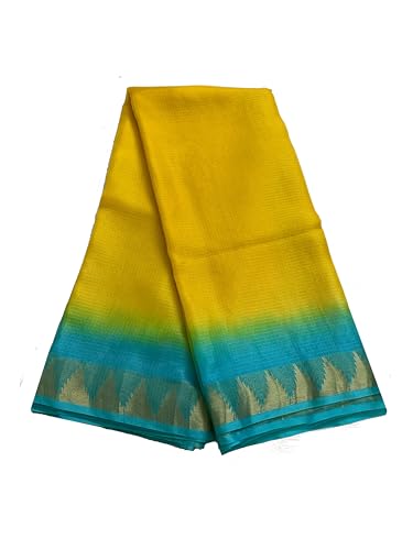 Image of Women's Bhagalpuri Pure Kota Doria Silk Net Saree With Temple Zari Border and Running Blouse Piece
