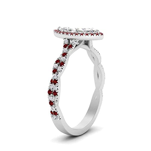 Image of Choose Your Gemstone Twisted Marquise Diamond CZ Halo Ring 925 Sterling Silver Marquise Shape Halo Engagement Rings Minimal Modern Design Birthday Gift Wedding Gift US Size 4 to 12