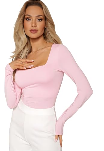 SIGHTBOMB SOFTLINE Square Neck Cold Shoulder Double Layer Long Sl...