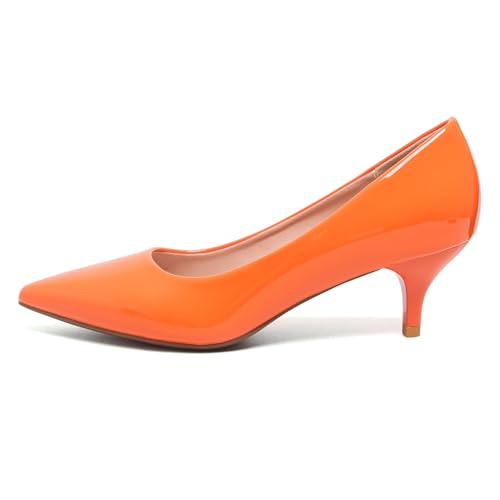 Image of Women's Low Kitten Heel Pumps Classic Fashion Dress Pumps Simple Heeled Shoes for Office Work