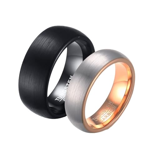 Bague de fiancaille couple tungstène brossé mat alliance mariage 6/8mm