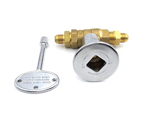 METER STAR 1/2 Zoll gerades Vierteldrehungs-Absperrventil-Kit für NG LP-Gasfeuerstellen mit Chromflansch-Schlüsselventil mit 3/8 Flare-Adaptern