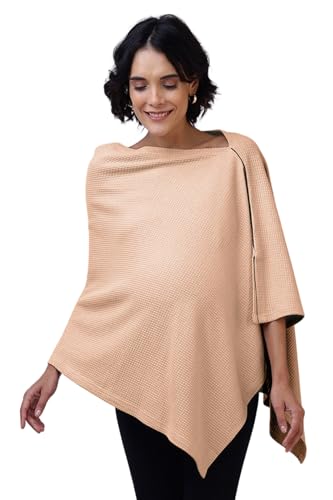 Image of Zelena Cotton Bamboo Blend Premium Nursing Cover for Breastfeeding | Breastfeeding Cover for Mothers | Feeding Shawl for Mother | Feeding Cloth | Breathable Nursing Covers | Poncho For Mom (Champagne)