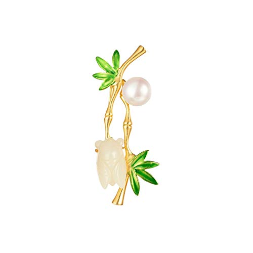 Broche femme cigale exquise en bambou, le cadeau rétro parfait
