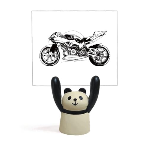 Porte-mémo noir panda moto dessin animé support note déco maison