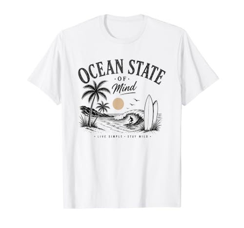 Live Simple Stay Wild Surf Beach Palm Sunset �r���e�[�W�A�[�g T�V���c