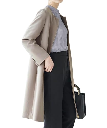 [ロペピクニック] コート 【360°ウルトラストレッチ】 ノーカラーコート レディース GDE51240 キャメル系(26) 38