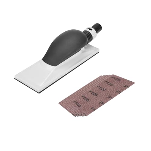 Lcyen Handschleifer mit Absaugung 22 Löcher 198 * 70 mm Inkl 6 Stück Schleifklotz. Netz-Schleifstreifen Klett Korn P80 P120 P180 P240 P320 P400 für Trockenbau Holzpolitur Gebäudereinigung