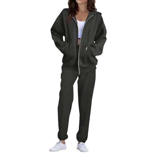 Sweatsuits Women 2 Piece Outfit Zip Up Jacket Comfort Oversized Hoodie Jogger Sweatpants Set Matching Athleisure Sets