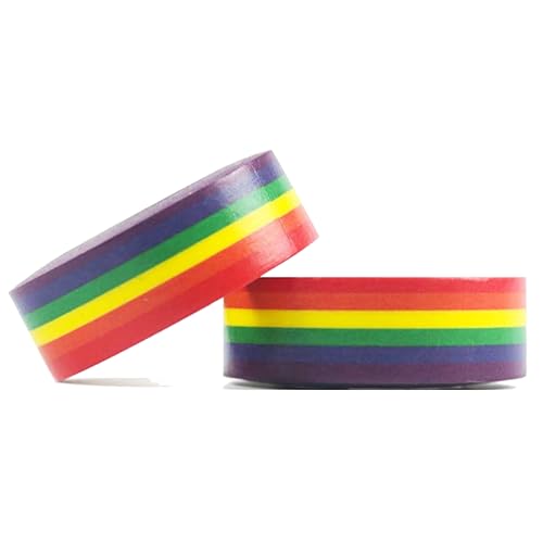 YINSHIU Rainbow Washi Paper Tape, Coloured Masking Tape, 1 Piece