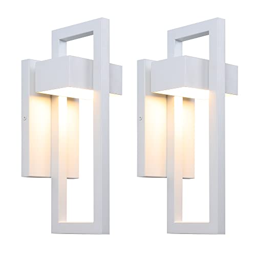 LamQee Outdoor Wall Lights 2-Pack Matte White