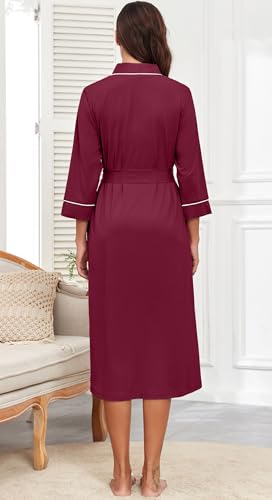 Image of PrinStory Womens Robe Long Knit Bathrobe Lightweight Soft Robes Ladies Bath Robe