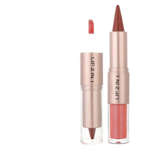 EIHI Lip Line Lip Gloss 2-en-1 Maquillaje de doble extremo Lápiz labial líquido de 2 pasos El maquillaje brillante dura hasta 12 horas