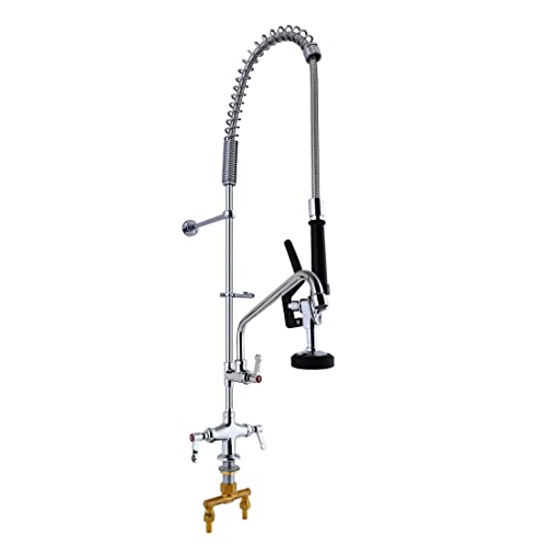 Maxsen Deck Mount Commercial Kitchen Sink Faucet 43" Height Pre Rinse With 12" Add-On Spout For Food Service Commercial Kitchens Restaurant Hotel Application Tap #TOP6