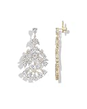 PAVOI 14K Yellow Gold Plated Crystal Chandelier Earrings for Women - 925 Sterling Silver Posts Statement Cubic Zirconia Drop Dangle Earrings for Brides - Pear Crystal Cluster Long Studs Wedding Jewelry