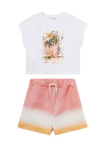 Conjunto Niña short – Conjunto Verano Niña - Sport – Camiseta manga corta y Pantalon corto para niña - Ropa de Regalo – Para niñas y adolescentes de 8 años a 16 años (14 años, Coral)