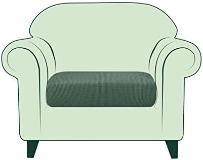 CHUN YI Stretch Sofa Seat Cushion Cover, Fitted Sofa Couch Cushion Covers Furniture Protector, Checks Jacquard Spandex Fabric (Chair, Blue)