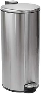 CALITEK 30 Litre Kitchen Bin Stainless Steel Pedal Waste Rubbish Bin with Removable Inner Bucket Odour Free Soft Close Lid Hands Free Operation with Fingerprint Proof Coating (Silver)