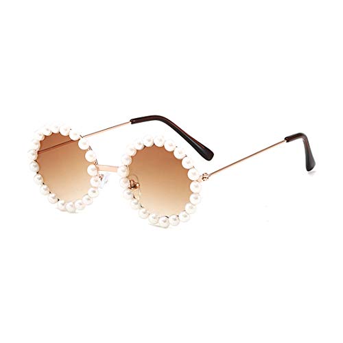 Naimo Toddler Kids Girl Pearl Round Anti-UV Sunglasses for Party Photography Outdoor Beach