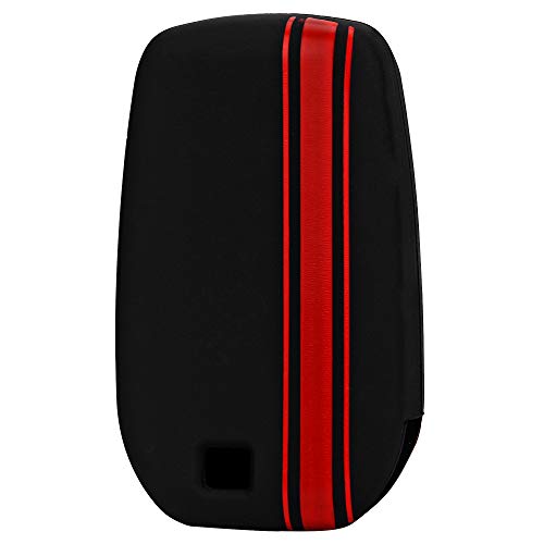JVCV® Car Key Cover Compatible with Toyota Innova Crysta Hycross & Fortuner Smart Key - Rally Stripe (Black Red)