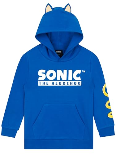 Sonic The Hedgehog Boys Hoodie, Sonic Hoodie With 3D Ears, Gamer Kids Clothes, Cotton Boys' Hoodies, Age 6-7 Years Blue