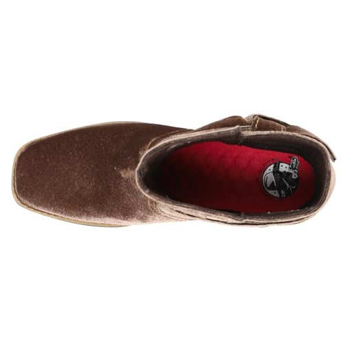 Justin Womens Elana Velvet Square Toe Casual Boots Ankle Low Heel 1-2" - Brown4