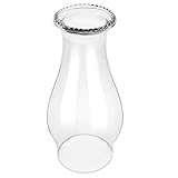 Oil Lamp Chimney Replacement, Clear Hurricane Glass Shade with Wave Style, 3-Inch Base for Kerosene Lamps
