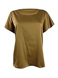 Eileen Fisher Women's Petite Scoop-Neck Satin Top (PS, Gold Leaf)