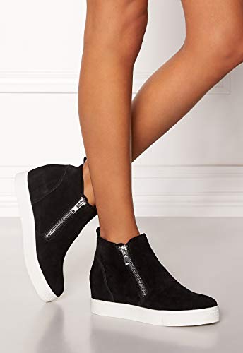 Steve Madden Women's Wedgie Sneaker, Black Suede, 8 M US
